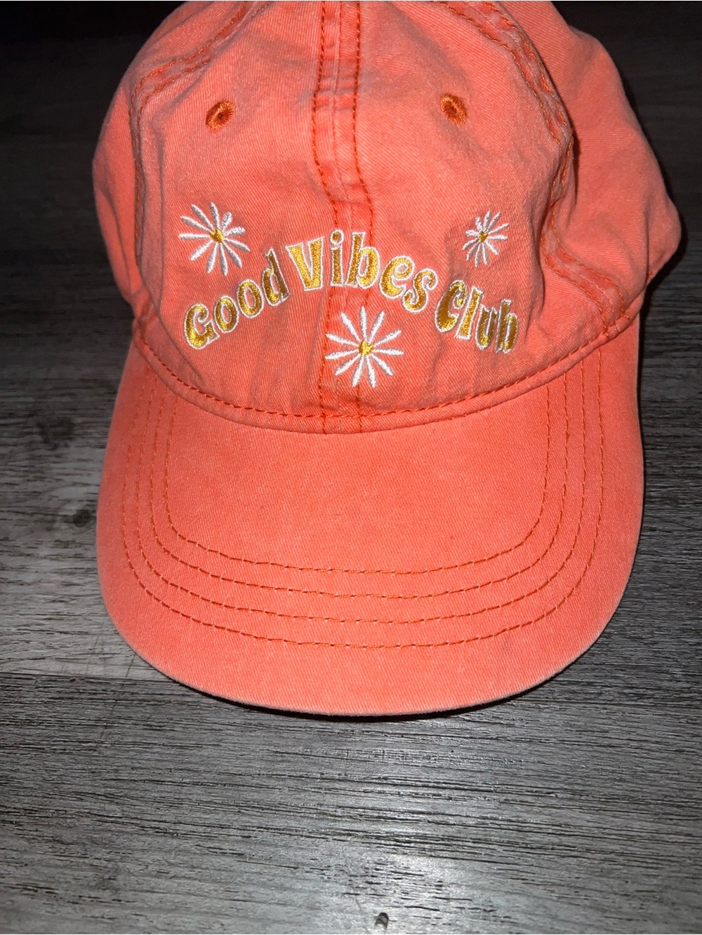 Good Vibes Club Embroidered Daisy Cap - Coral - Picture 3 of 4